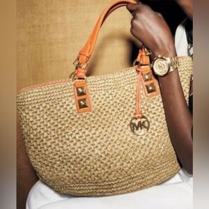Michael Kors Santorini Large Basket Woven Tote Bag